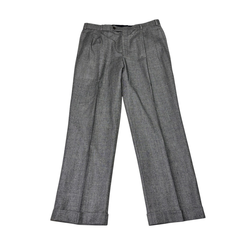 Brooks Brothers 346 Wool Pants Mens 36x30 Glen Plaid Madison Fit Pleated Cuffed